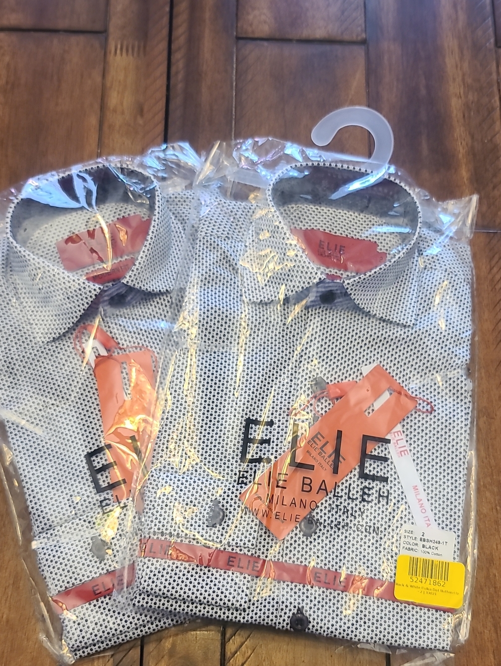 ELIE BALLEH White and Black Micro Dot Dress Shirt